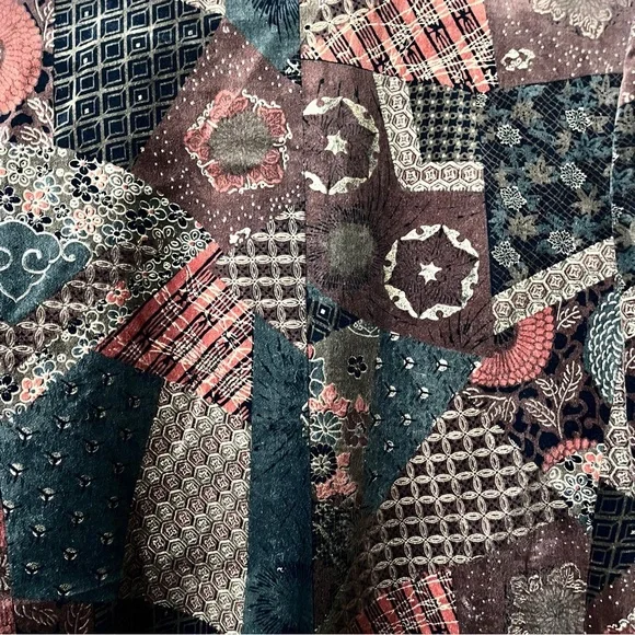 Vintage 70s Bohemian Hippie Patchwork Tapestry Velvet Jacket Size 14 - Picture 8 of 10